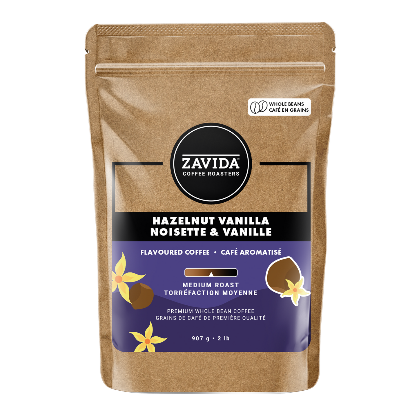 Cafea Zavida Hazelnut Vanilla - 907g boabe