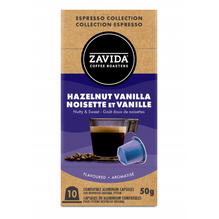 Cafea Zavida Hazelnut Vanilla - Capsule compatibile Nespresso, 10 capsule, 50g