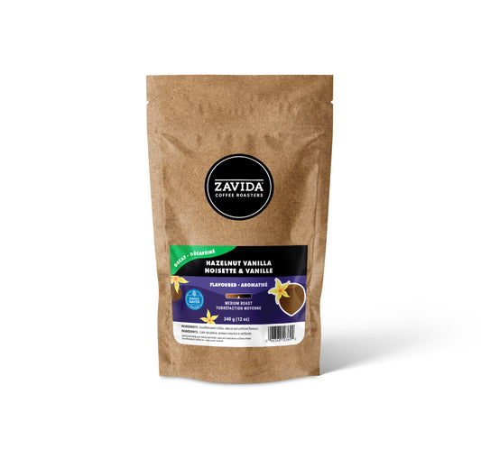 Zavida Decaf Hazelnut Vanilla Coffee - 340g whole beans