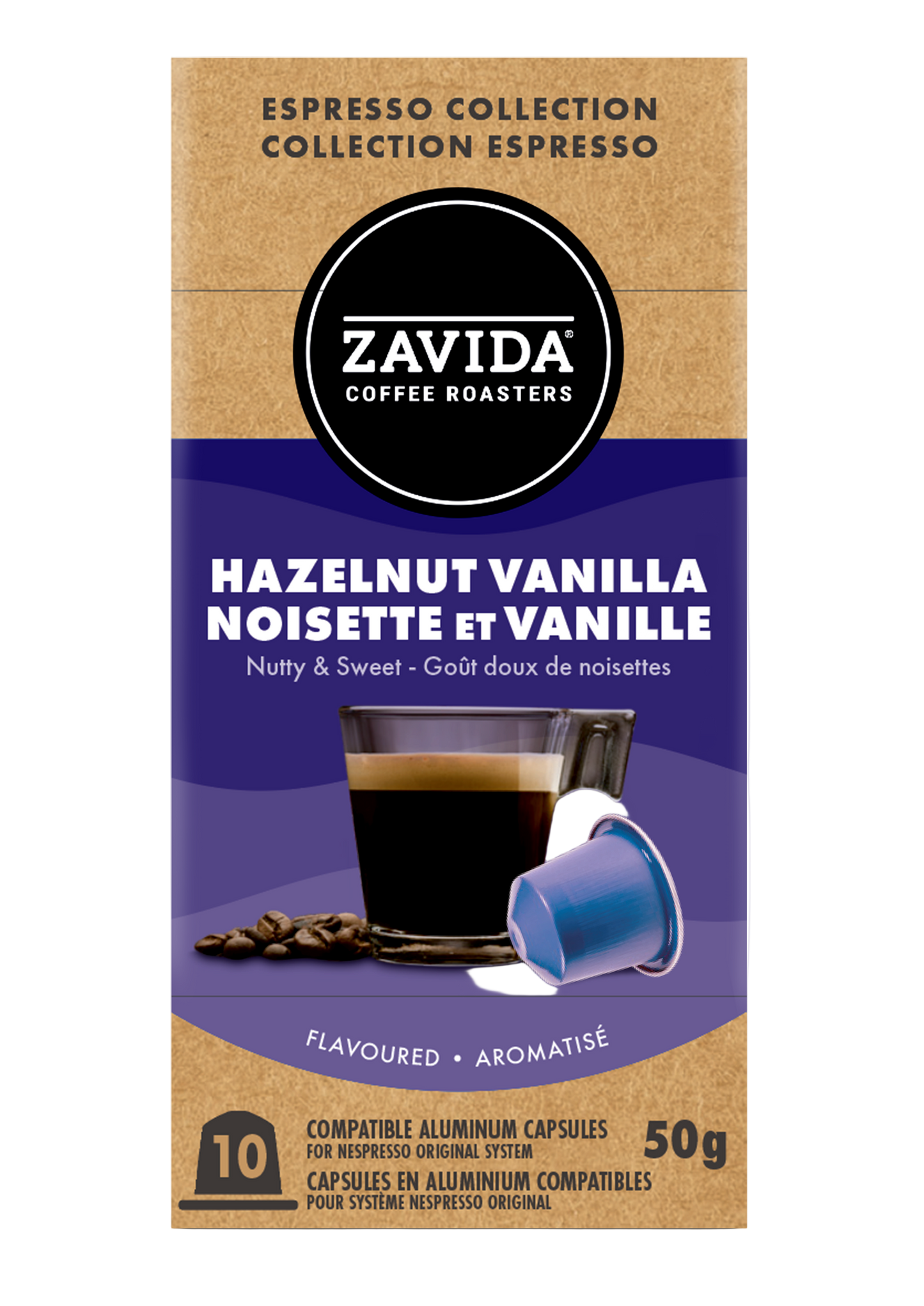 Cafea Zavida Nocciola Vaniglia - Capsule compatibili Nespresso, 10 capsule, 50g
